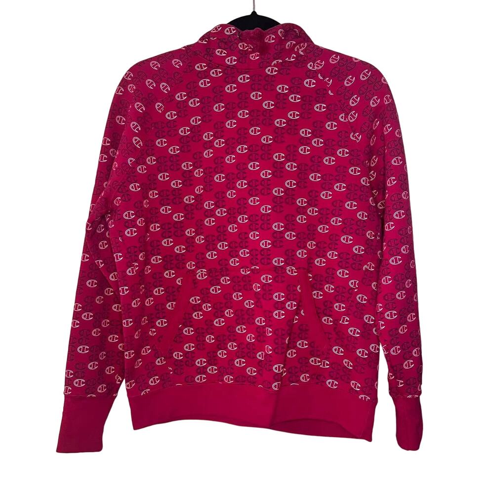 Champion logo pink pull over hoodie sweater Size Medium